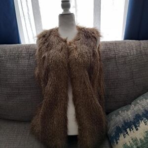 Forenza Faux Fur Vest in Rich Brown